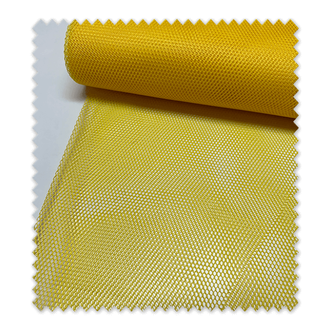 Tejido rejilla amarillo ideal para ropa deportiva y disfraces