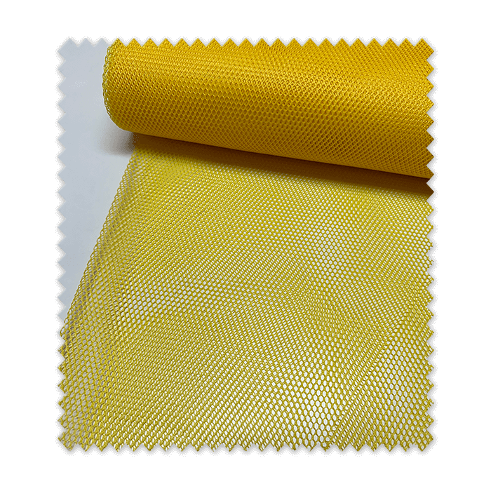 Tejido rejilla amarillo ideal para ropa deportiva y disfraces