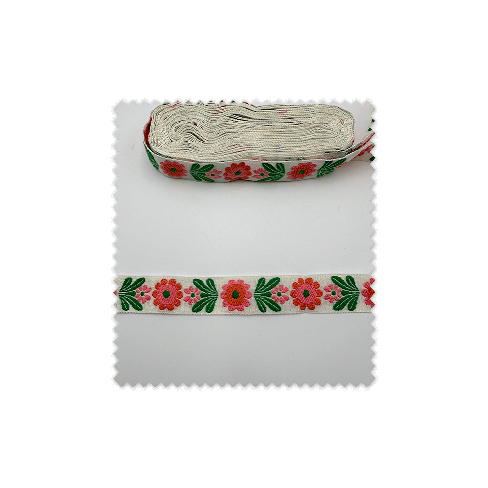 Cinta flor rosa pasamanería decorativa 10 metros