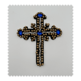 Cruz decorativa con pedrería brillante para manualidades, disfraces y moda