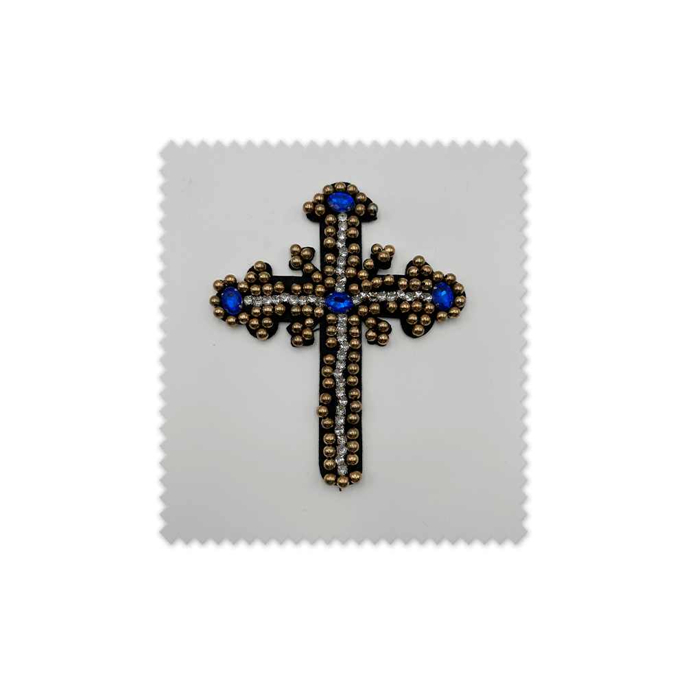 Cruz decorativa con pedrería brillante para manualidades, disfraces y moda