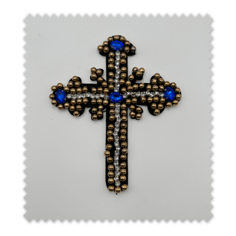 Cruz decorativa con pedrería brillante para manualidades, disfraces y moda
