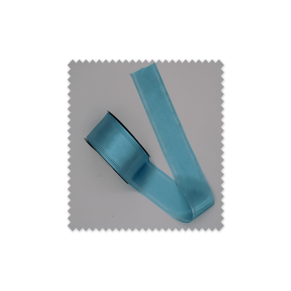 Cinta de raso fantasía celeste en rollo de 20 metros para costura, decoración y manualidades