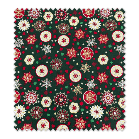 Algodón 100% Mandala Fondo Verde Lurex Navidad