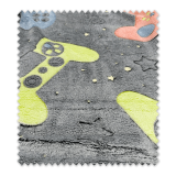 Tela coralina que brilla en la oscuridad con dibujos de videojuegos | Venta de telas Online