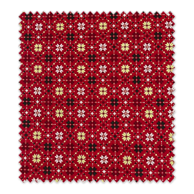 Algodón 100% Flor Navidad Rojo, Dorado Lurex, Blanco Fondo Rojo