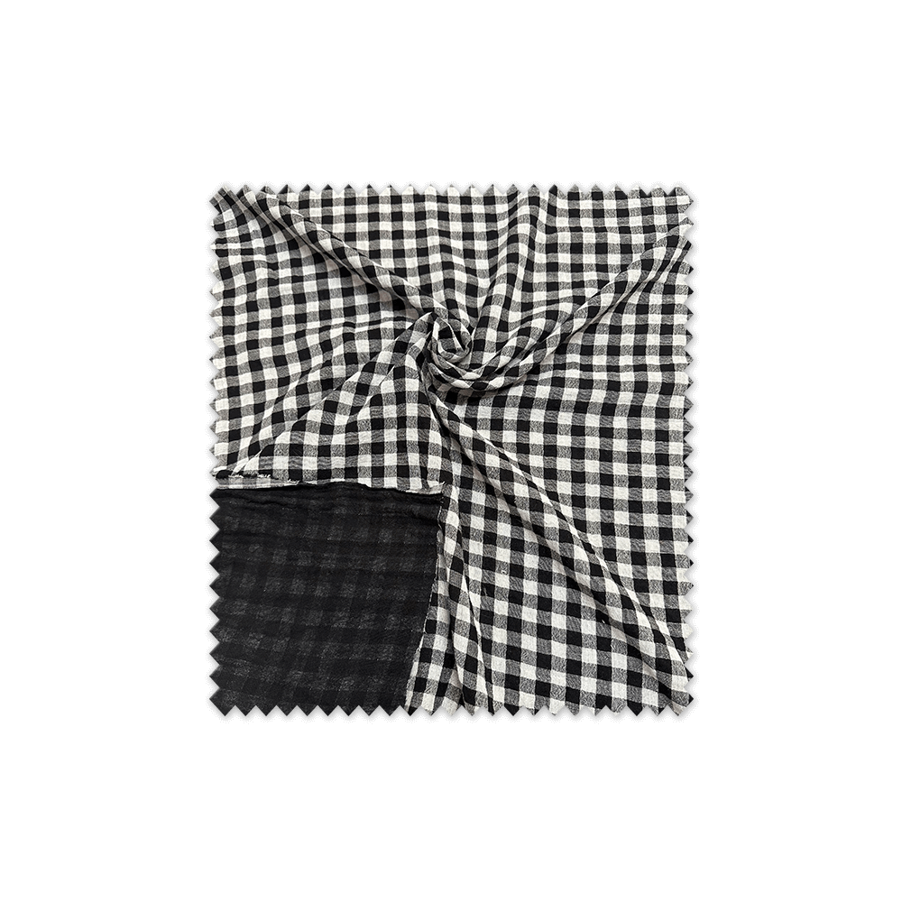 Doble gasa vichy negro doble cara | Ligera y reversible| Venta de telas Online