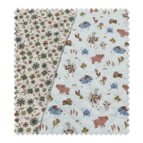 tela acolchada doble cara granja y flores fondo blanco infantil reversible cálida para bebé