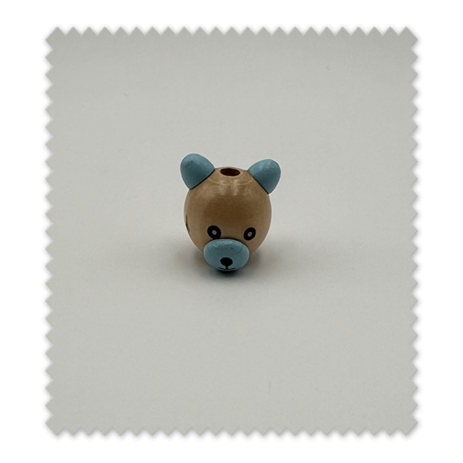 Bola osito azul de madera | Accesorios seguros para bebés | Venta de telas Online
