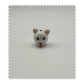 Bola osito blanca de madera | Ideal para chupeteros y mordedores| Venta de telas Online