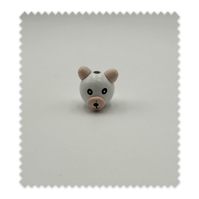 Bola osito blanca de madera | Ideal para chupeteros y mordedores| Venta de telas Online