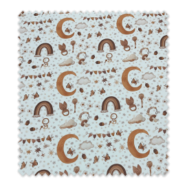Tela Popelín Lunas y Arcoíris – Estampado en Tonos Tierra | Venta de telas Online
