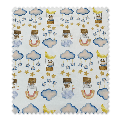 Popelín Globos, Nubes y Estrellas | Tela Infantil Suave y Colorida Popelín Globos, Nubes y Estrellas | Tela Infantil Suave y Colorida