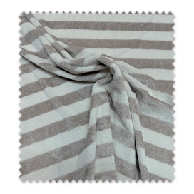 Tela rizo bambú rayas topo beige ecológica absorbente