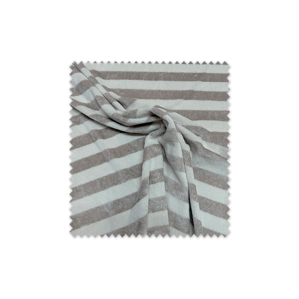 Tela rizo bambú rayas topo beige ecológica absorbente Tela rizo bambú rayas topo beige ecológica absorbente