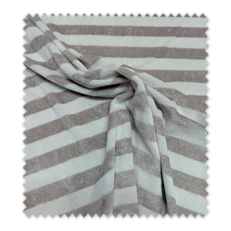 Tela rizo bambú rayas topo beige ecológica absorbente Tela rizo bambú rayas topo beige ecológica absorbente