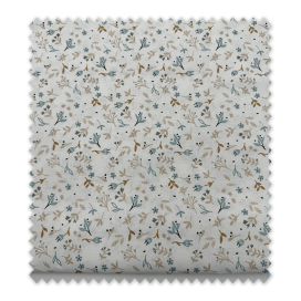Retal Algodón 100% Flores y Hojas Azul y Camel – 0,70 m ★ Venta de telas Online