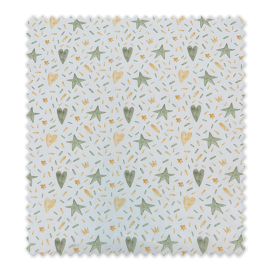 Popelín Corazones y Estrellas Mostaza y Verde | Telas Infantiles