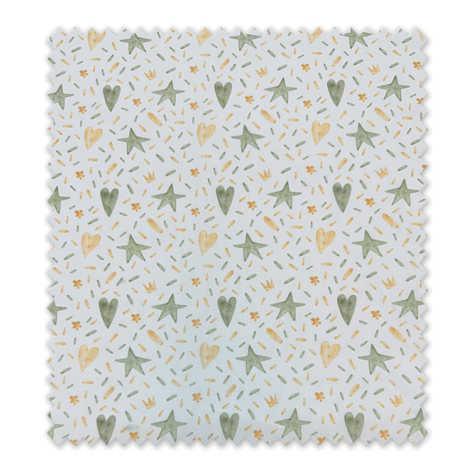 Popelín Corazones y Estrellas Mostaza y Verde | Telas Infantiles Popelín Corazones y Estrellas Mostaza y Verde | Telas Infantiles