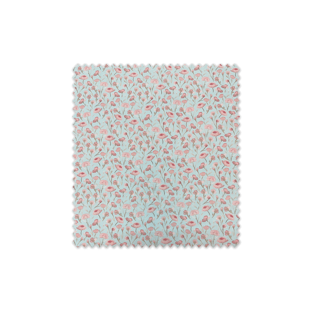 Popelín Flores Acuarela Rosa Fondo Azul – Tela algodón floral
