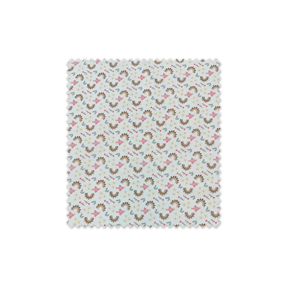 Tela Popelín Arcoíris y Peces Rosa y Camel – Algodón suave