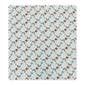 Comprar tela de Popelín Arcoíris y peces Verde Agua y Camel