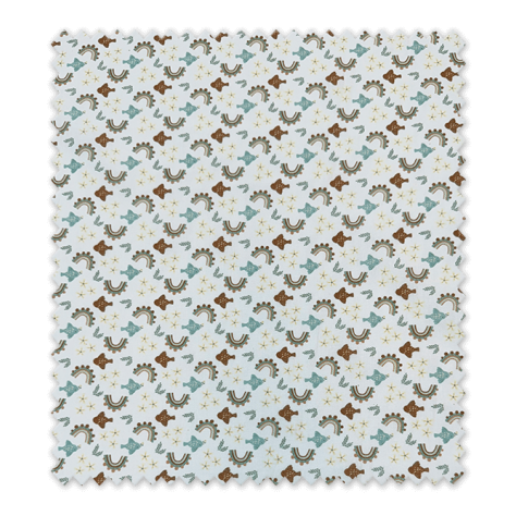 Comprar tela de Popelín Arcoíris y peces Verde Agua y Camel