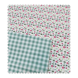 ■ Idea Combinado Flores Fucsia y Vichy Menta – Telas alegres y frescas ■ Venta de Telas Online