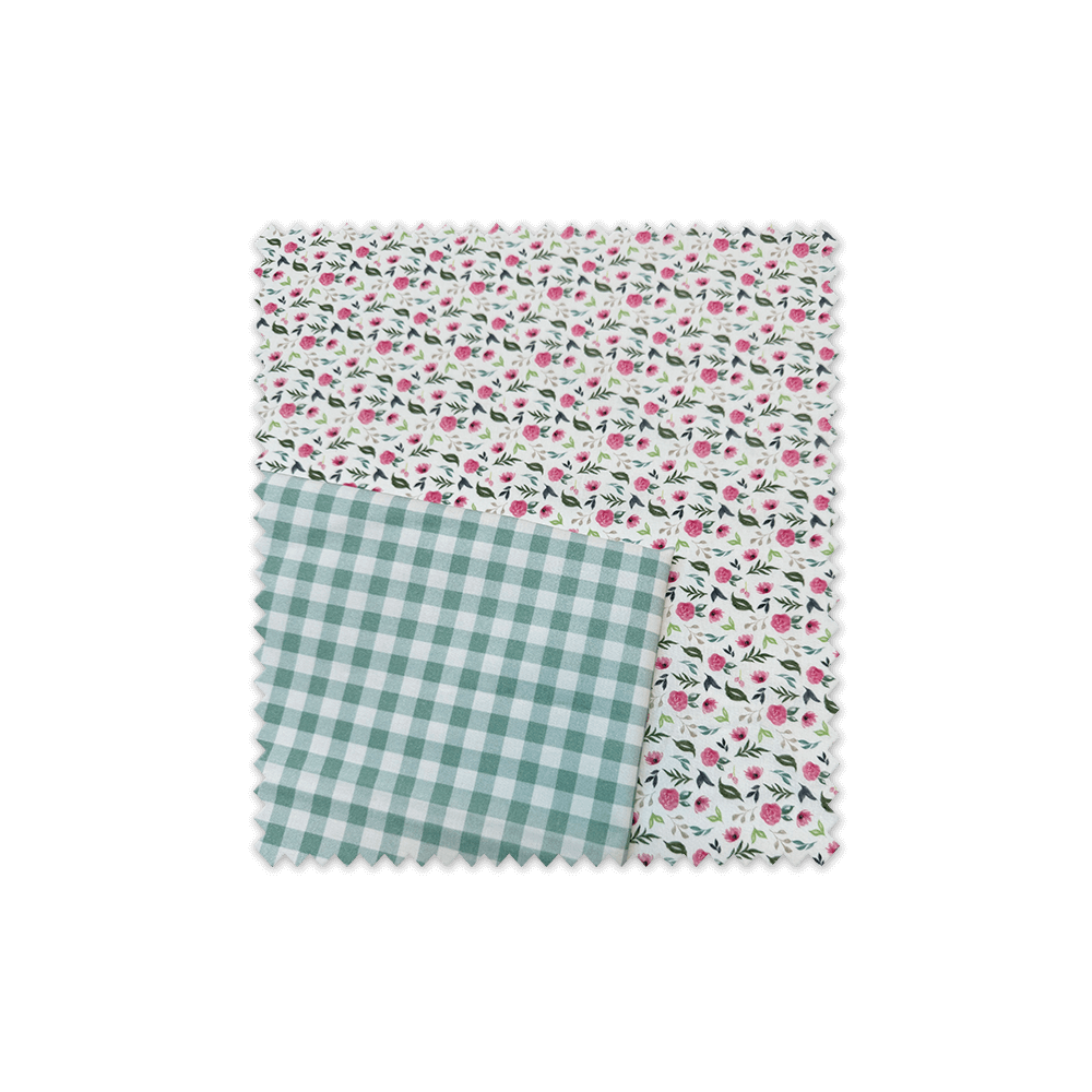 ■ Idea Combinado Flores Fucsia y Vichy Menta – Telas alegres y frescas ■ Venta de Telas Online