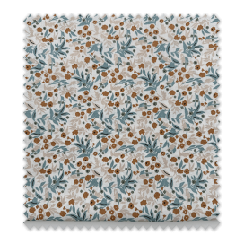 Retal 0,55m Algodón 100% Ramos Azul y Camel – Tela floral exclusiva| Venta de telas Online