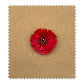 ●  Aplique Flor de Rafia Roja con Pedrería – Detalle artesanal ● Venta de telas Online
