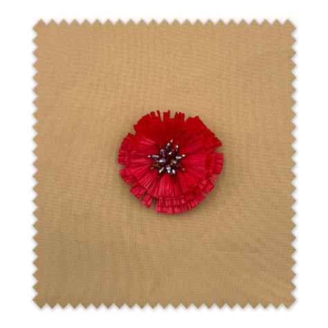 ● Aplique Flor de Rafia Roja con Pedrería – Detalle artesanal ● Venta de telas Online ● Aplique Flor de Rafia Roja con Pedrería – Detalle artesanal ● Venta de telas Online