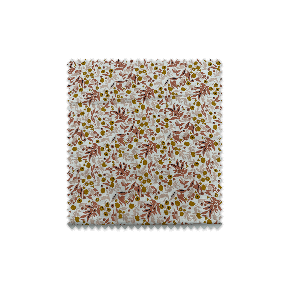 Retal algodón flores rosa y mostaza | 0,60 m de tela floral 100%
