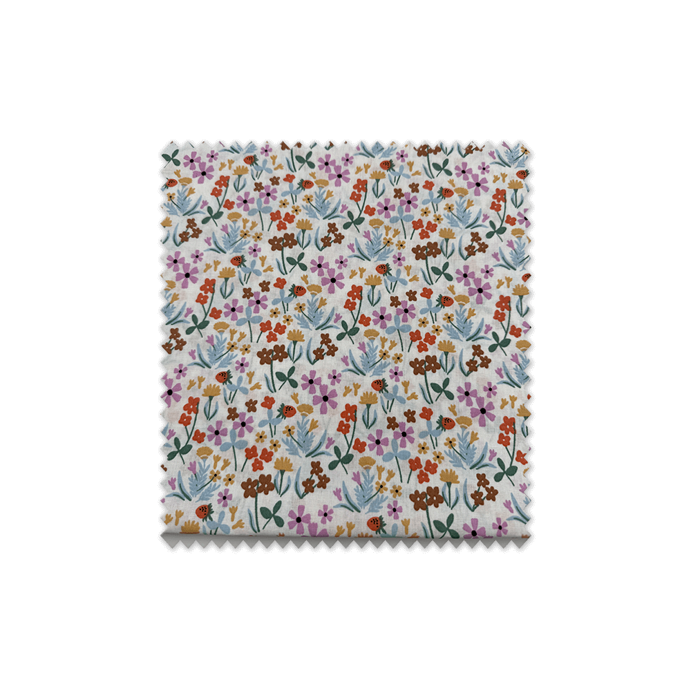 Retal algodón flores celeste y lila | 0,85 m algodón 100%