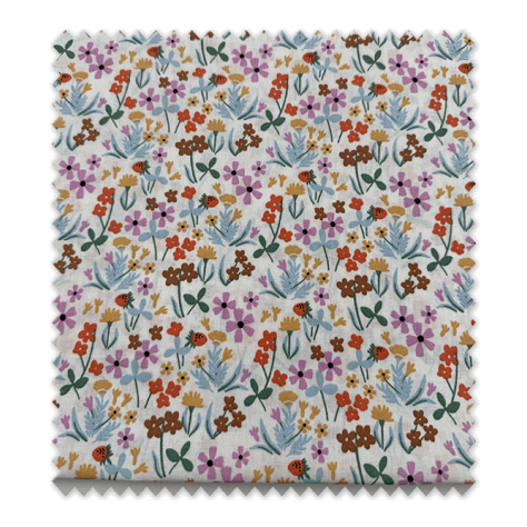 Retal algodón flores celeste y lila | 0,85 m algodón 100%